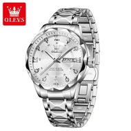 OLEVS 5609 Quartz Men Fashion Watch Gift Round-dial Stainless Steel Watchband Wristwatch Week Displa