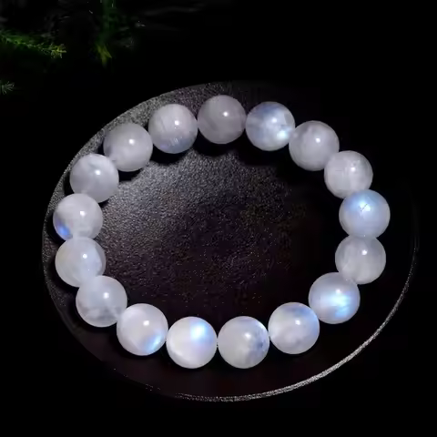 6mm 8mm 10mm Natural Color Blue Moonstone Stone Handmade Bracelet Elasticity Jewelry Smooth Round Be