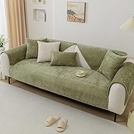 Furniture Cover Chenille Sofa Slipcovers 1/2/3/4 Seater, Couch Slipcover, Sectional Couch Covers L Shape, Universal Sofa Covers, Anti-Wrinkle, Furniture Cover Design (Color : Grass Green, Size : 110