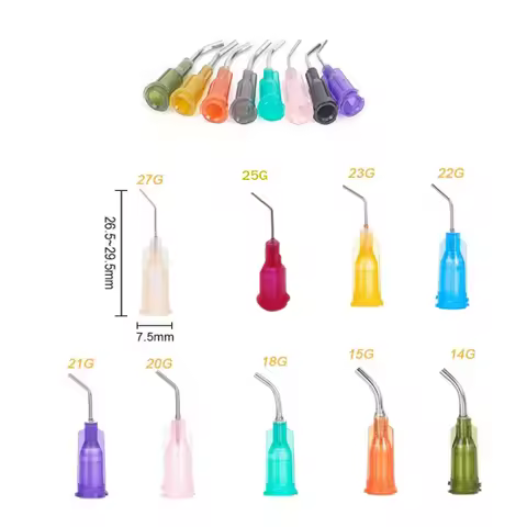 25Pcs of precision liquid dispenser syringe needle 14G 15G 18G 20G 21G 22G 23G 25G 27G elbow dispens