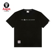 Aape Flagship Store Men's Autumn Winter Letter Round Stamp Print Casual Trendy Short-Sleeved T-Shirt
