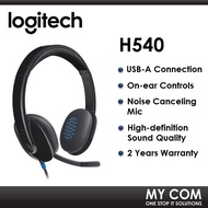 Logitech H540 Wired Headset Computer Stereo Headphone with Noise-Cancelling Mic, USB, On-Ear Control