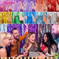 LIPUPON Foil Fringe Tinsel Curtain, DIY 2M Foil Fringe Curtains, Decor Background Decoration Shiny C