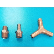 Brass Pipe Fittings- Reducer Nipple Thread Fitting M x M, Hose Barb Tail Pipe Fitting, Y Joint  3 Wa