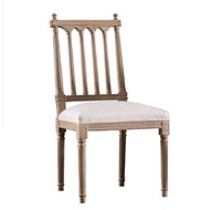 法式實木椅子皮革坐墊French Country Style Wooden Dining Chair with Cream Cushion