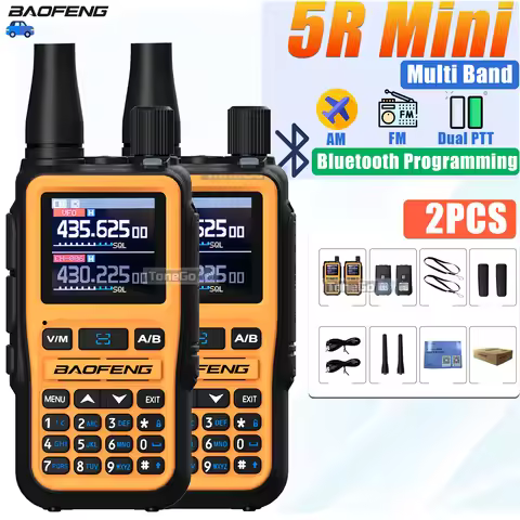 Baofeng 5R-Mini Walkie Talkie Portable Radio Bluetooth Programming DTMF AM FM Dual PTT Transmitters 