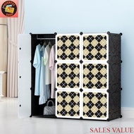 Checker 9 cube Black DIY Multipurpose Wardrobe Cabinet Clothes Storage Organizer Almari Rak