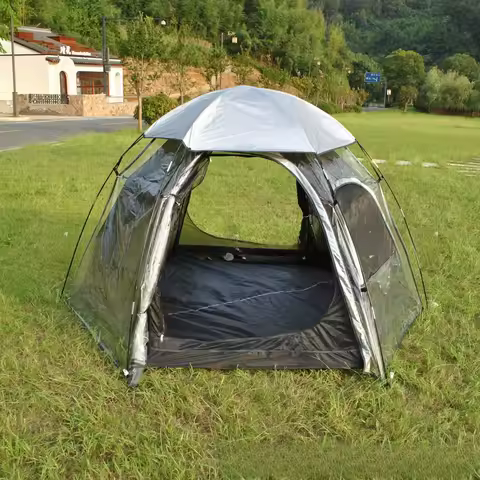 3-in-1 rainproof inner and outer double-layer 6-person transparent hexagonal tent, family sun room t