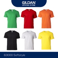 Gildan Softstyle 100% Cotton Unisex Plain T-Shirt 63000 Round Neck Baju Kosong - Black / White / Yellow / Green / Red / Orange - Gildan Official Store