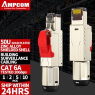 AMPCOM CAT8 RJ45 Connector RJ45โลหะเครื่องมือฟรี Easy การสิ้นสุด Modular Plug | สำหรับ40Gbps S/FTP S