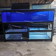aquarium 250x70x60 15mm/12mm set sump filter dan aquarium 116x60x50
