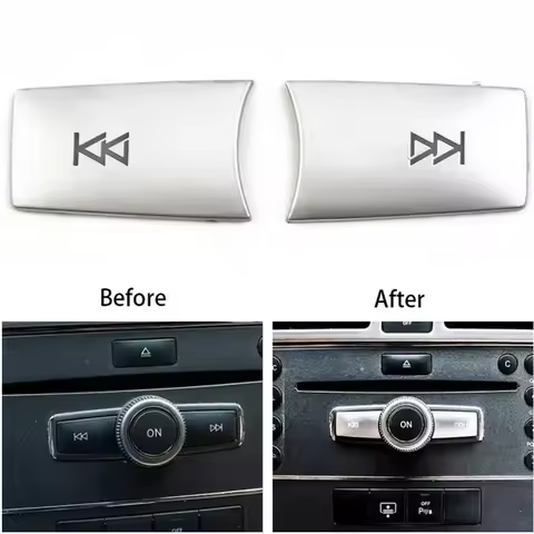 2Pcs Multimedia Fast Forward/rewind Button Sticker Volume Suitable For Mercedes Benz C-Class GLK X20