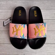 Mlb NY Pink Leaf Slide Sandals