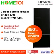 Hitachi 2 Door Bottom Freezer Fridge 470L R-B570P7MS