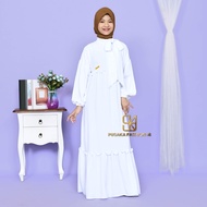 BALQIS gamis remaja tanggung cringkle kekinian baju muslim anak perempuan korean style lebaran 2023 busana muslim hitam putih polos wanita terbaru usia 9 12 17 tahun