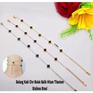 OKHI - WOMEN'S CLOVER TITANIUM STAINLESS FFX ANKLE BRACELET