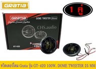 GRATIA GT-420ทวิตเตอร์โดมเสียงแหลมขนาด 25 MM.  กำลังขับสูงสุด 100w 1 คู่