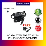 Toshiba A105 A100 L450D L745 L645D C665 M60 M65 P750 PA-1750 19V 3.95A (75W) 5.5*2.5MM