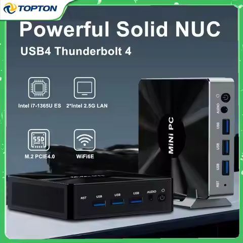 Topton Metal Nuc Gaming Mini Computer Intel i7 1365U ES 10 Cores Thunderbolt 4 2*DDR5 2*2.5G LAN Fir