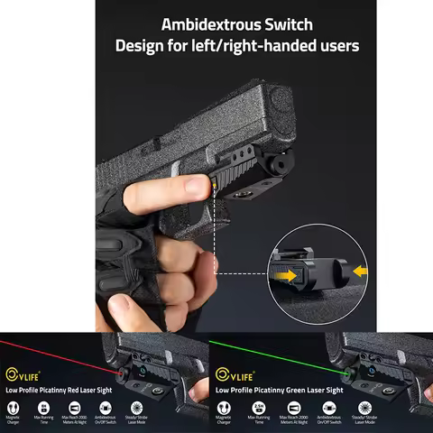 CVLIFE Red/Green Laser Sight Magnetic Charging Rechargeable Pistol Laser Sighting Low Profile for 21