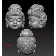 Baby Guanyin Round Carving 3D STL File for Wood/Jade/3D Print