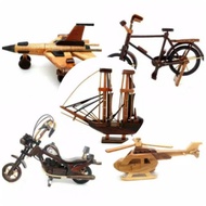 [COD] SAVING PACKAGE OF WOODEN MINIATURE DISPLAY CONTAINS 5 PCS CONTAINS HARLEY ONTEL BIKE PLANE SHI
