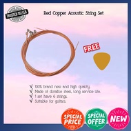 Red Copper Acoustic String Set Folk Guitar String Set (Tali Kapok)