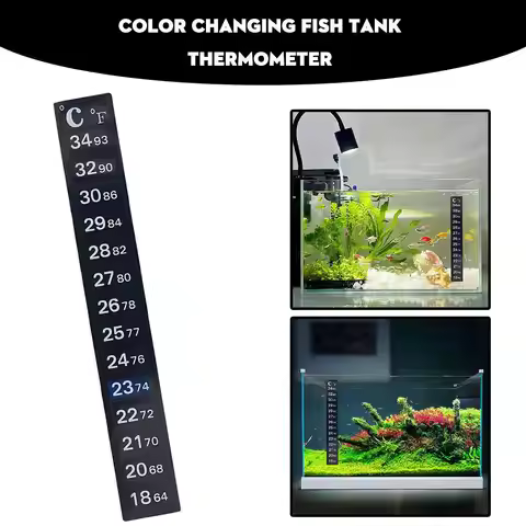 Fish Thermometer Sticker Digital Aquarium Home Stick-on Thermometer 18-34℃(64-93f) For Aquarium, Roo