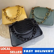 JV9 READY STOCK ❤ CNK Croc-Effect Zebra Print Chunky Chain Link Shoulder Bag big size women handbag 