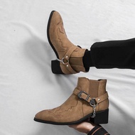 Cowboy Boots Men Western Cowboy Boots New Style 2024 Men Ankle Cowboy New Chelsea Heightening Harnes