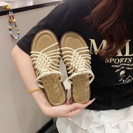 Summer Flat Slippers Flat Slippers Bohemian Woven Sandals Slippers Open Toe Beach Shoes Women Plus S
