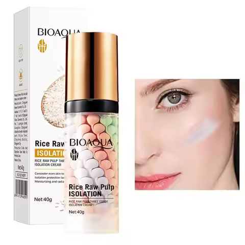 40g Bioaoua Rice Puree Isolation Cream, Even Skin Tone and Brightening Primer, Concealer, Pre-Makeup