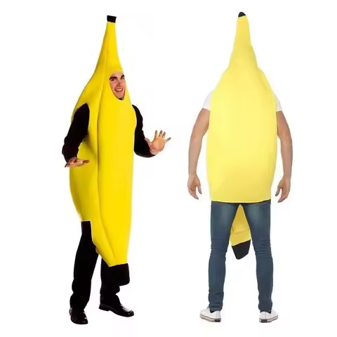 Adult Unisex Funny Banana Suit Yellow Costume Light Halloween Fruit Fancy Party Festival Dance Dress