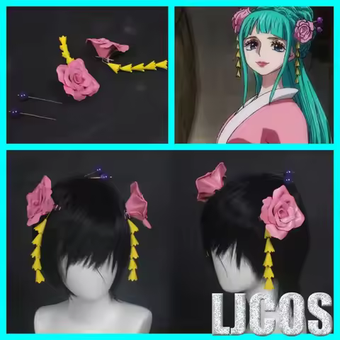 CyAnime Kozuki Hiyori Cosplay Headwear Purple Pink Rose Kanzashi Hair Clip Headband Cosplay Women St