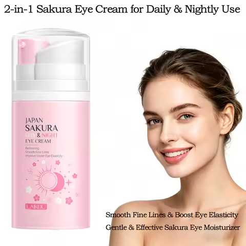 LAIKOU Japan Sakura Day Night Eye Cream Sakura Extract Refreshing Hydrating Smooth Fine Lines Improv