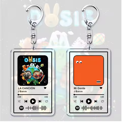 Pop Reggaeton Singer Keychains for Women Accessories Bag LA CANCIÓN Mi Gente Songs Music Album Code 