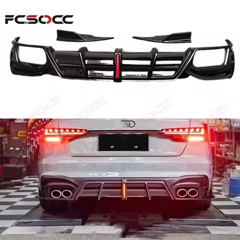 For Audi A4L A4 S4 B10 2020+ Bright Black Car Rear Bumper Diffuser Carbon Fiber Rear Splitters Spoil