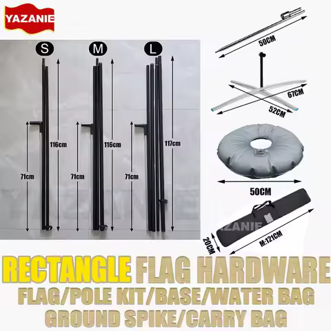 Rectangle Flag Pole kit and Base Ground Spike 6FT 9FT 13FT Advertising Swooper Flag Pole Set Beach F