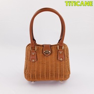 TITICANE Brown Daisy Handicraft Bag [ Rattan / Rotan ]