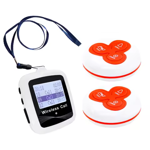 2 Pcs CTT25 Call Button Wireless Calling System Pocket Watch Receiver for Restaurant,Office,Cafe Cus