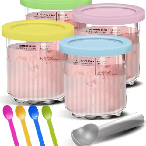 Ice Cream Containers Replacement For Ninja Creami Pints And Lids 24oz Cups Creami Deluxe Nc501 Nc500