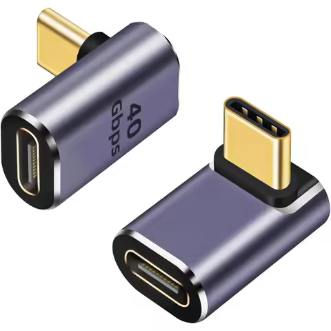 90 Degree USB C Male to Female Adapter 100W, 8K, 40Gbps Thunderbolt4/3 Compatible Type-C Extender fo