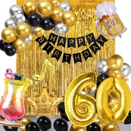 30th 40th 50th 60th Birthday Party Decorations Gold Silver Metallic Balloon Birthday Banner Gold Num