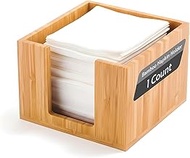 Square Natural Bamboo Cocktail Napkin Holder - 5 1/2" x 5 1/2" x 4" - 1 count box - Restaurantware (