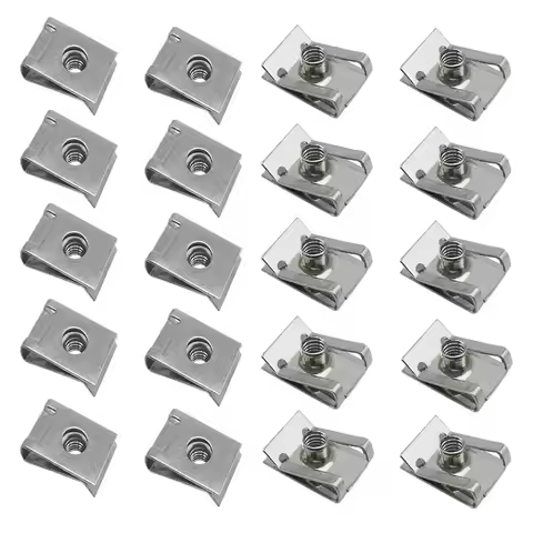 20/10pcs Stainless Steel U Type Clips with Thread M6 M5 M4 M8 8mm 5mm 6mm 4mm Reed Nuts for Car Moto