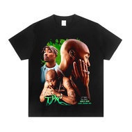 2PAC Tupak Rap Rapper American Men's Crew Neck Cotton Loose Rock West Coast Trend Short Sleeve T-Shi