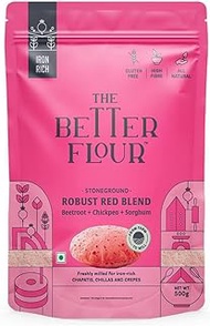 The Better Flour – Iron Rich Beetroot Atta, Healthy Low carb Keto Atta | Gluten-free | Iron Rich | Beetroot, White Chickpea &amp; Millet Flour (500gm)