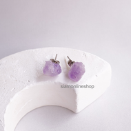 AMETHYST ต่างหูหินอเมทิสต์ รูปทรงธรรมชาติ หินแท้ by siamonlineshop