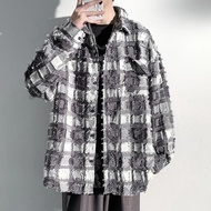 เสื้อเชิ้ตแขนยาวผู้ชายแบบใหม่ เสื้อแจ็คเก็ตลำลองทรงหลวม Long sleeve shirt men embossed design feel c
