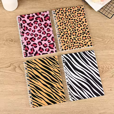 Leopard Print Series Sticker Notebooks A5 Size Double-sided Release Paper Books Tape Sticker Handboo